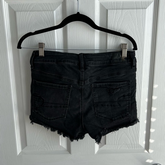 American Eagle Distressed Black Denim Shorts - Picture 2 of 5